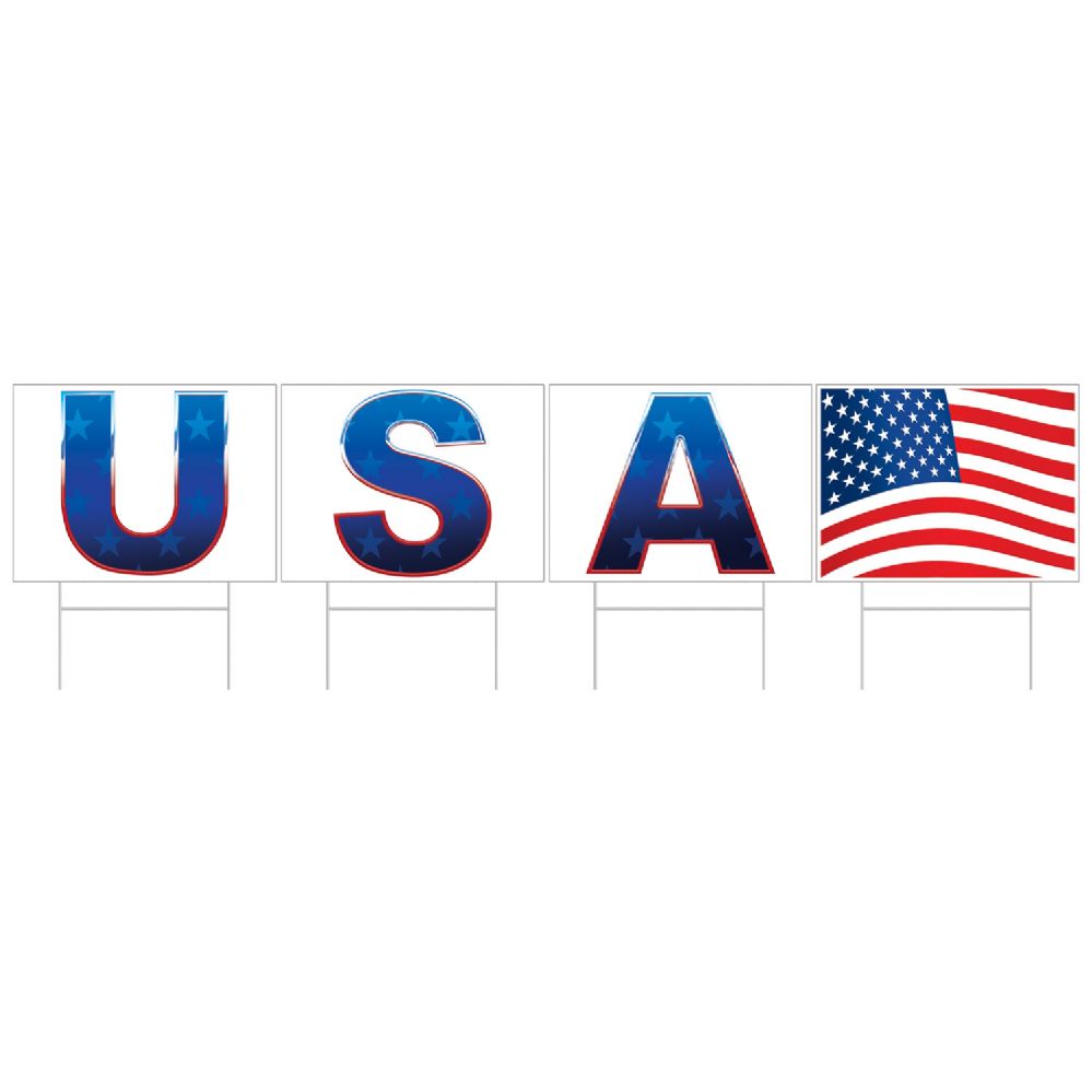 6 pieces of Plastic USA Yard Sign