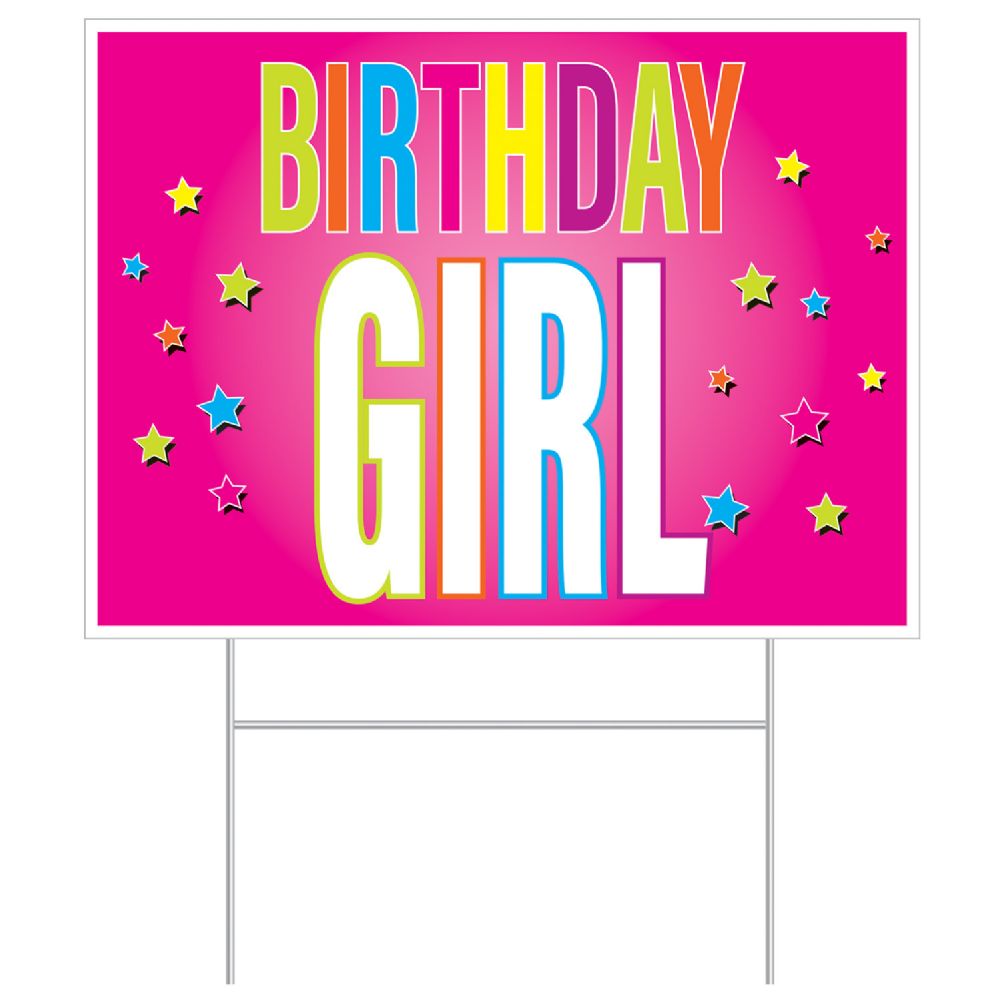 6 pieces of Plastic Birthday Girl Yard Sign