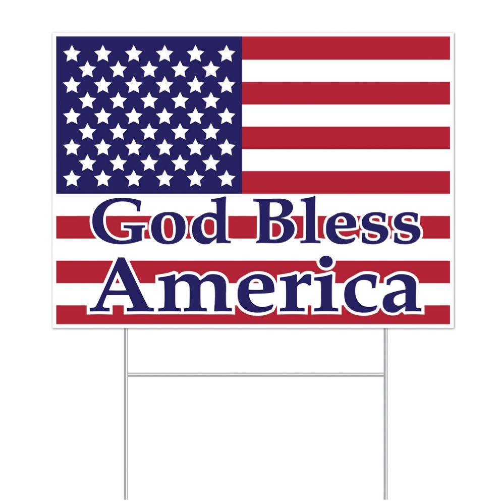 6 pieces of Plastic God Bless America Yard Sign