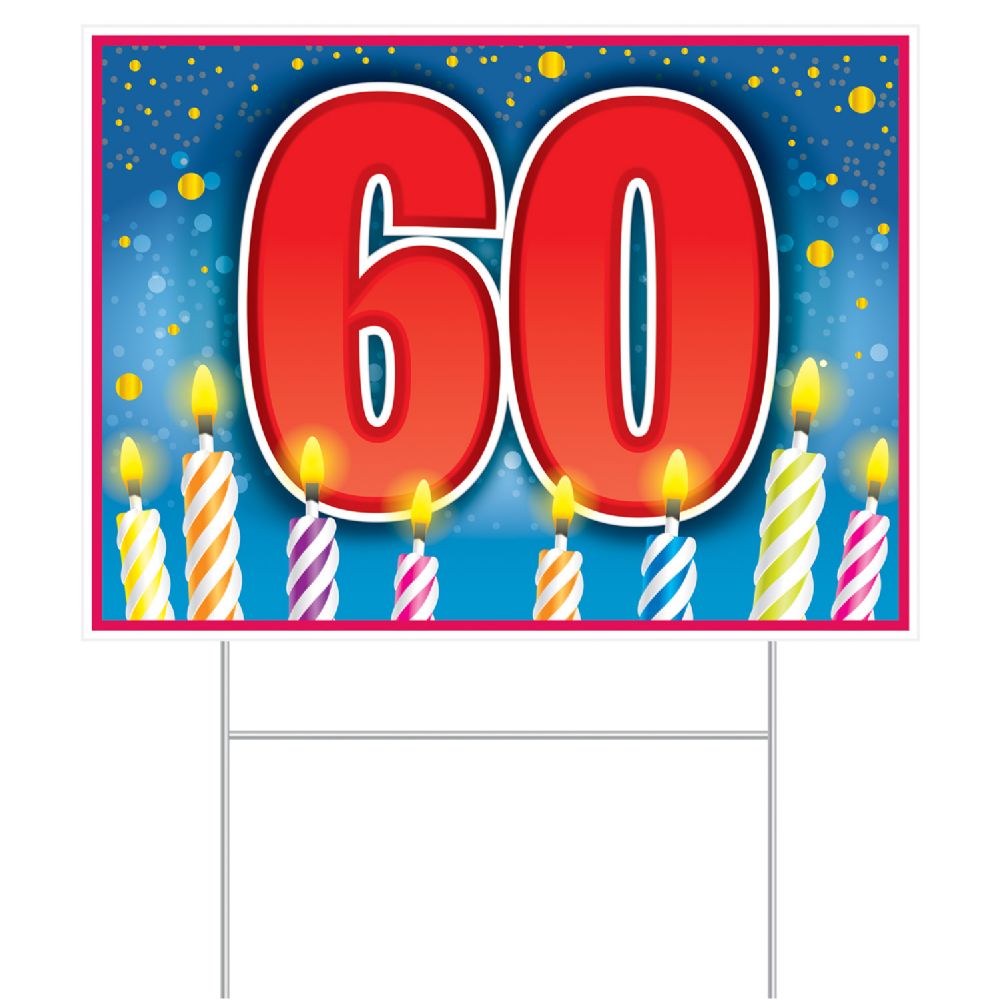 6 pieces of Plastic  60  Birthday Yard Sign