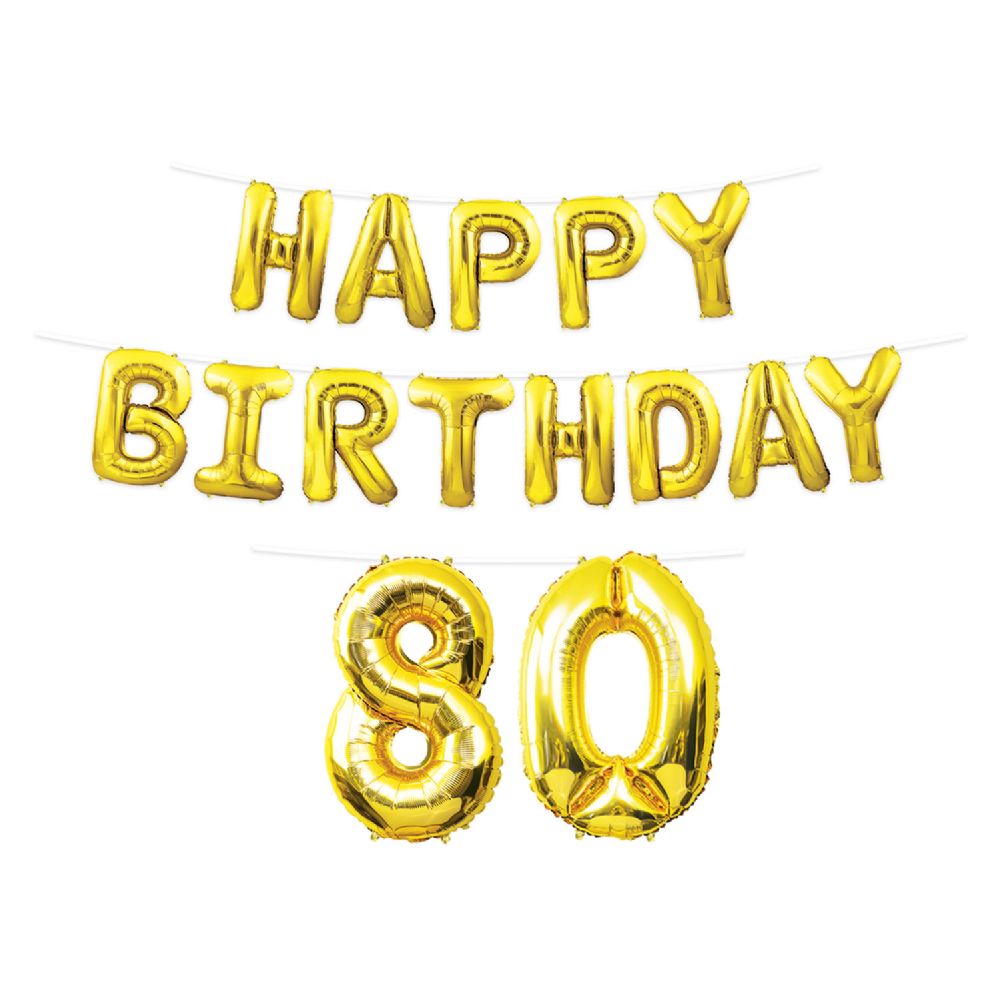 6 pieces of Happy Birthday  80  Balloon Streamer