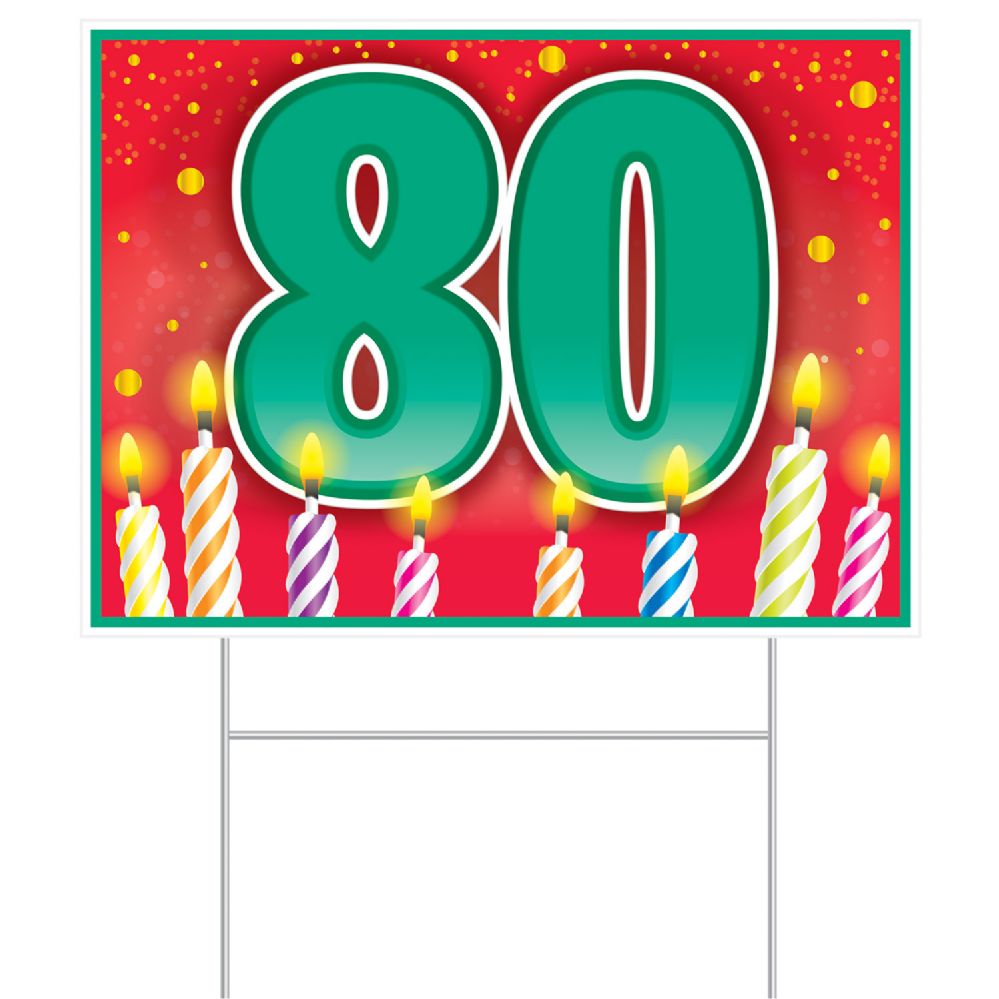 6 pieces of Plastic  80  Birthday Yard Sign