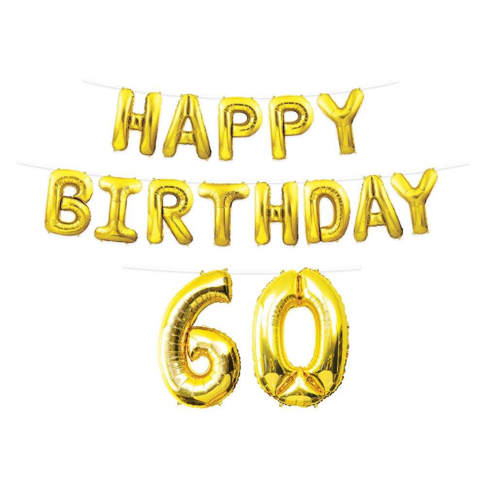 6 pieces of Happy Birthday  60  Balloon Streamer