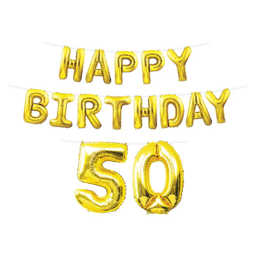 6 pieces of Happy Birthday  50  Balloon Streamer