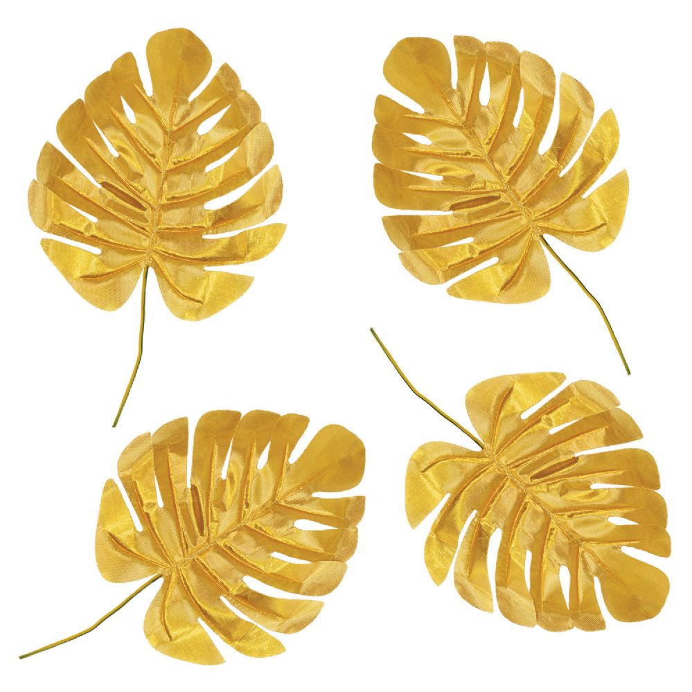 6 pieces of Fabric Gold Palm Leaves