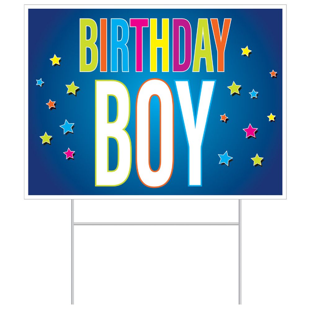 6 pieces of Plastic Birthday Boy Yard Sign