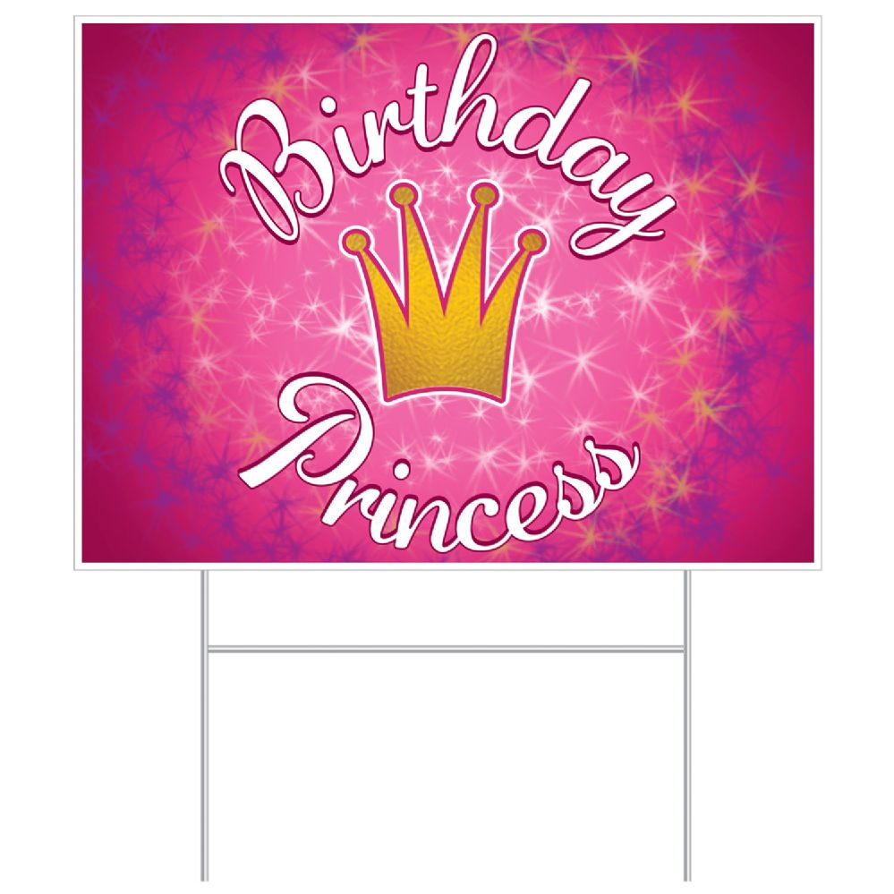 6 pieces of Plastic Birthday Princess Yard Sign