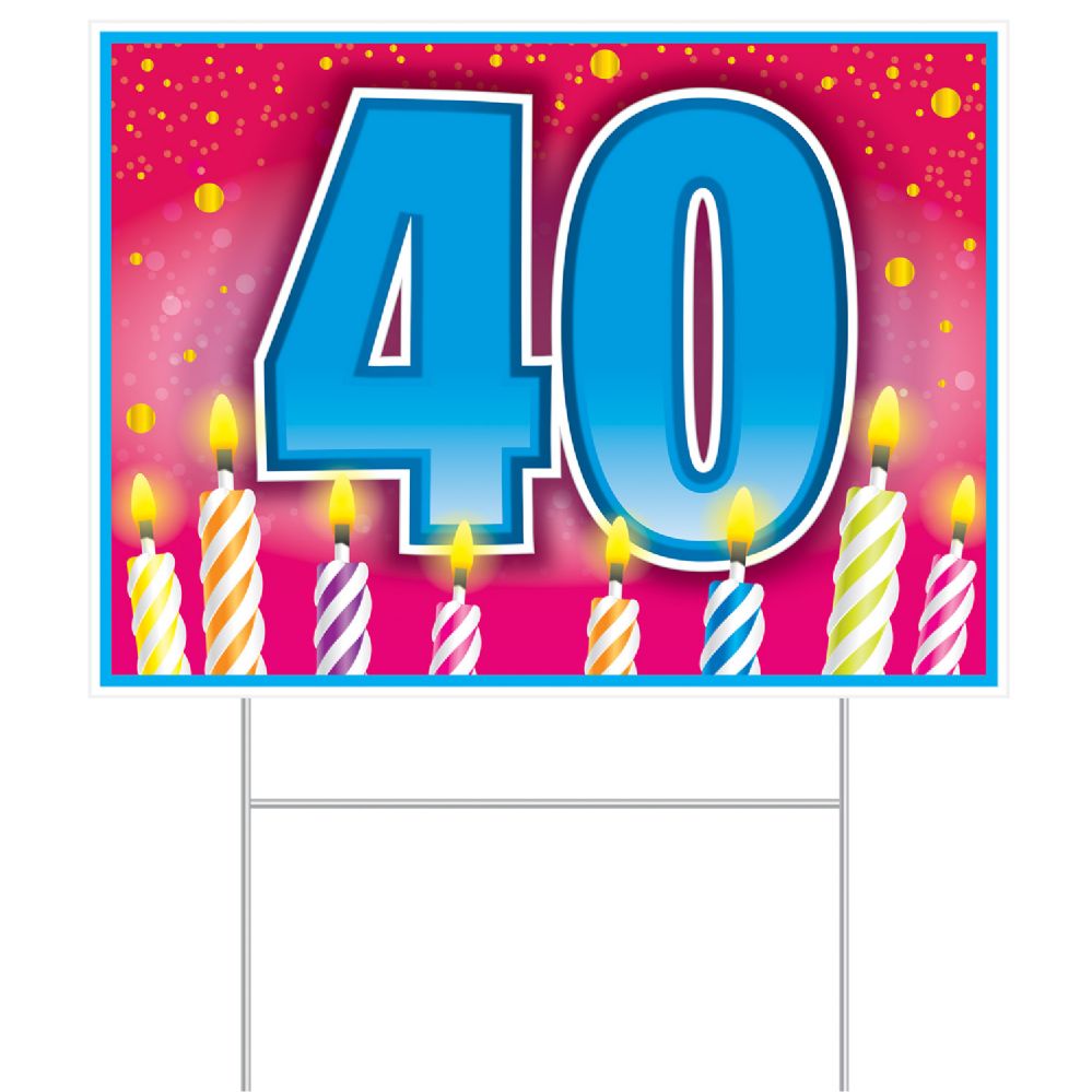 6 pieces of Plastic  40  Birthday Yard Sign
