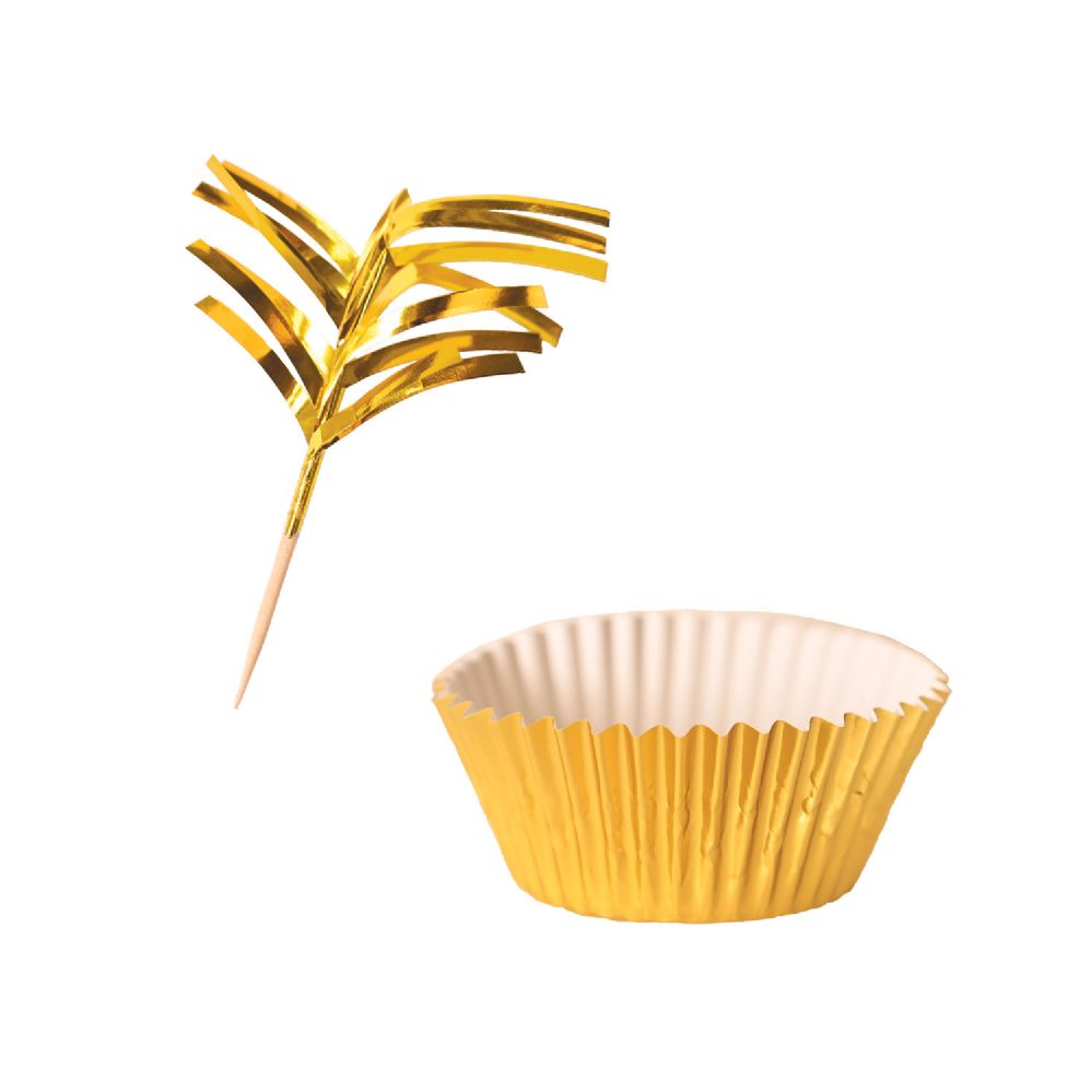 6 pieces of Metallic Cupcake Liners & Picks