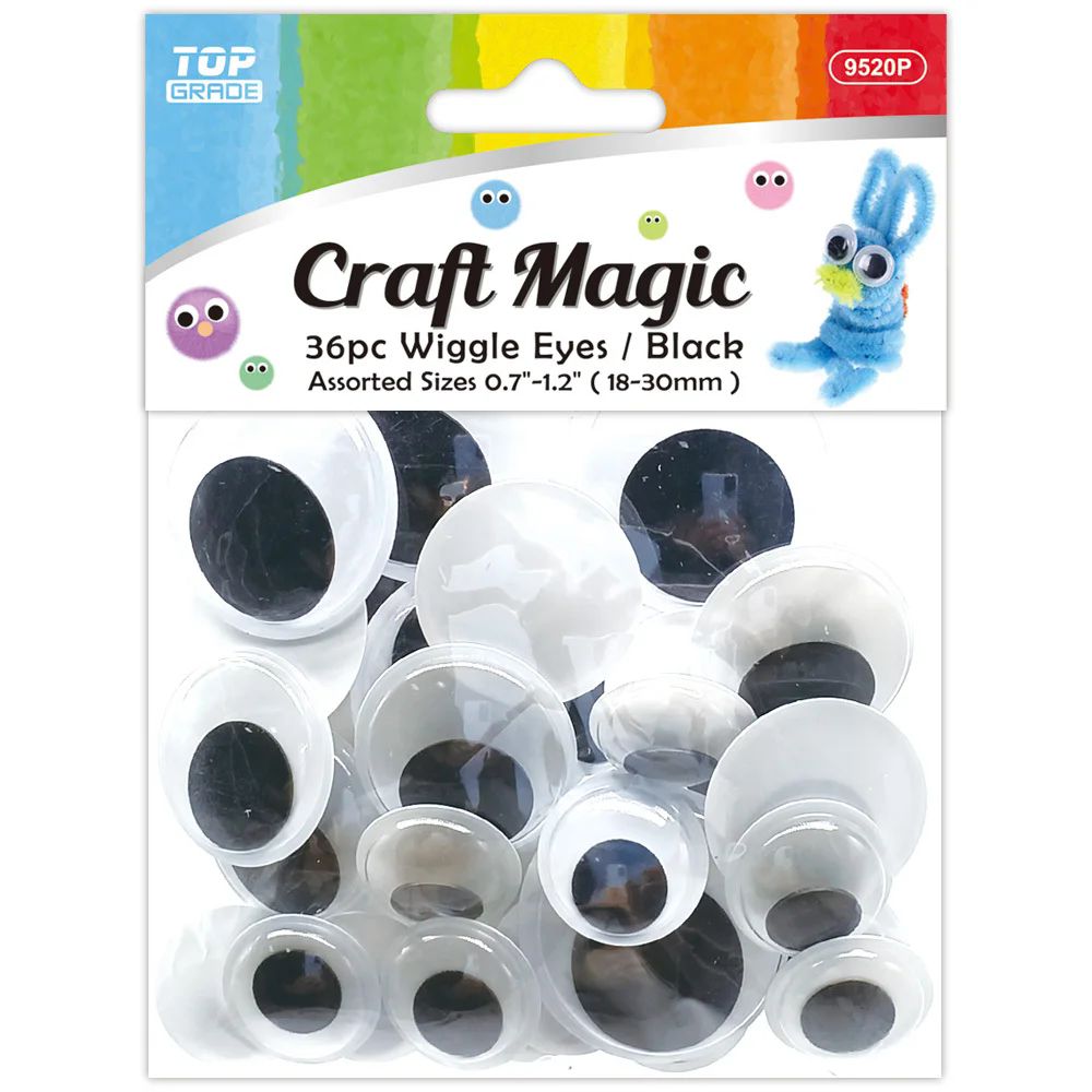 12 Pieces of 36ct SeW-On Wiggle Eyes