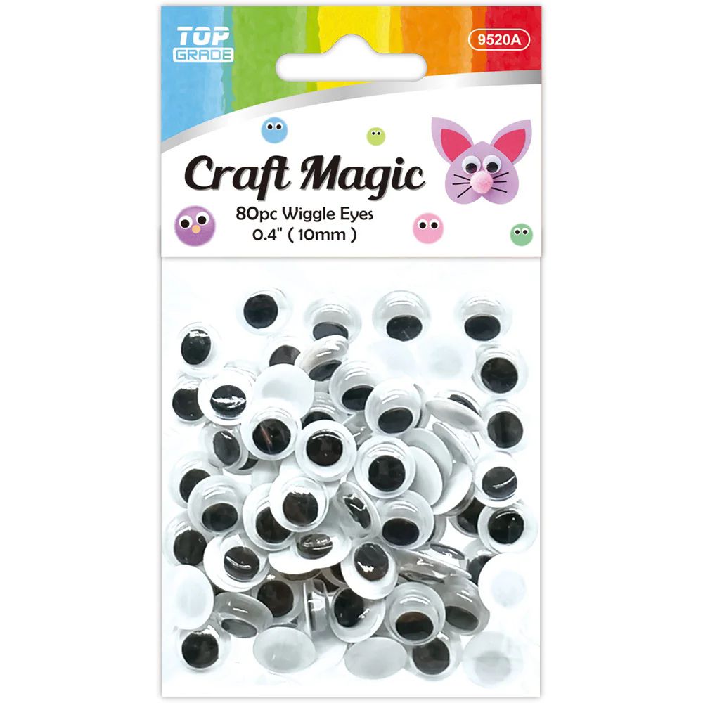 12 Pieces of 10mm/80ct Wiggle Eyes