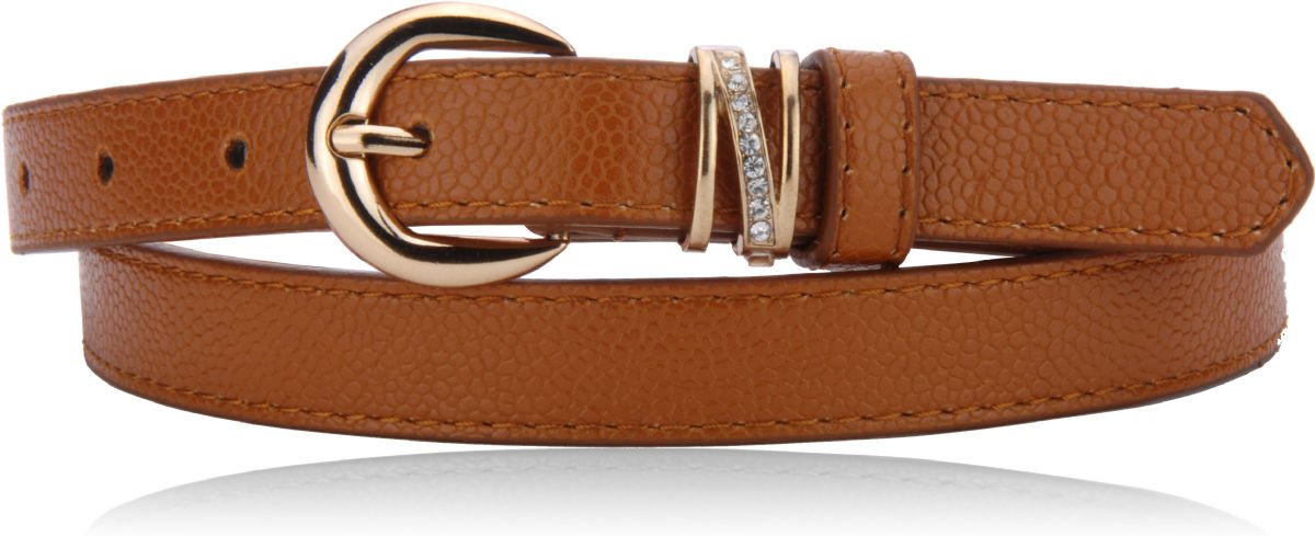 24 Pieces Ladies' Belts With Gold Hardware And Rhinestone Detail in Tan - Belts