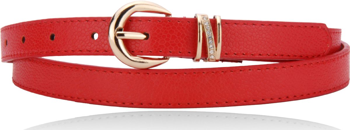 24 Pieces Ladies' Belts With Gold Hardware And Rhinestone Detail In Red - Belts