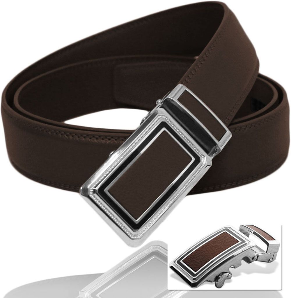 12 Pieces Men's Brown Leather Belts With Silver Hardware - Belts