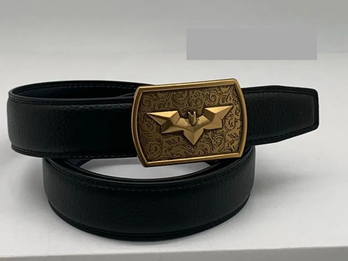 12 Pieces Men's Black Leather Belts With Gold Hardware - Belts