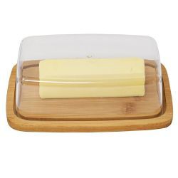 24 Pieces of Bamboo Butter Dish With Dome Lid Cheese Server Sliced Vegetable Tray