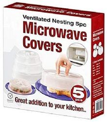 24 Pieces of 5 Piece Ventilated Microwave Covers Adjustable Steam Vents Assorted Sizes Bpa Free