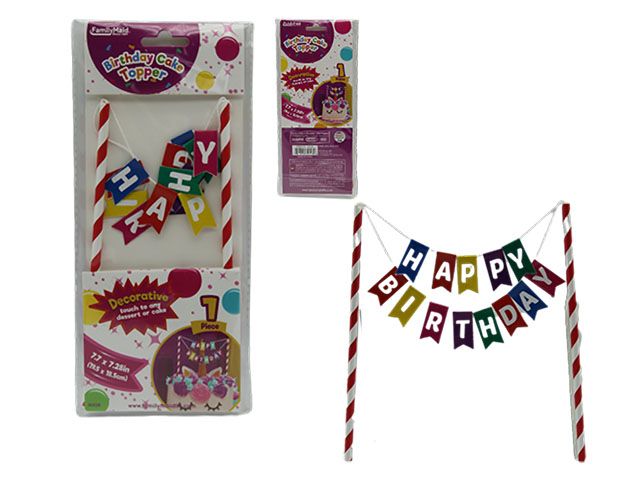 144 Pieces of Happy Birthday Flag Cake Topper