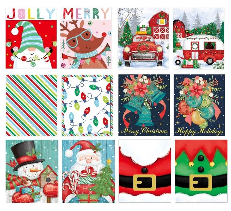 72 pieces of Gift Bag Christmas 2pk Medium 6x4x8in 12ast 157gsm Barbell
