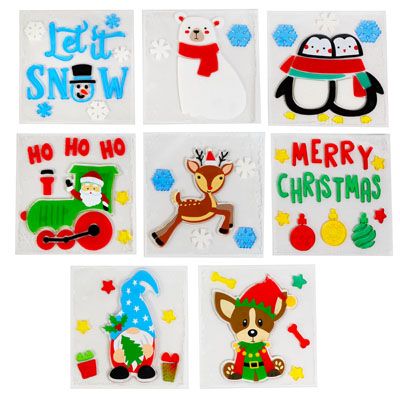 96 pieces of Gel Stickers Christmas 8ast Designs W/prtd Backer