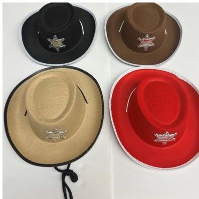 24 pieces of Cowboy/sheriff Hat Kids 4ast Colors Ht/jhook