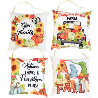24 pieces of Door Greeter/decor Thankgiving Printed Pillow 6 X 1.75 X 6in 4ast Harvest ht