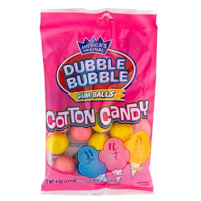 12 pieces Bubble Gum Dubble Bubble 4 Ozcotton Candy Peg Bag 3 Asst Flav - Food & Beverage