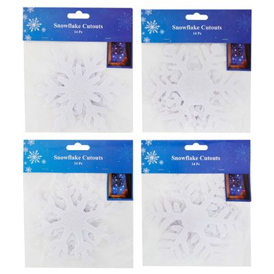 48 pieces of Snowflake Cutouts Felt 14pc W/adhesive 4asst 12pc Mdsg Strip 3 Sizes Per Pack