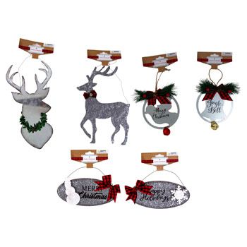 36 pieces of Ornament Large Galvanized 6ast 2 Reindeer/2 Oval/bell/dove Xmas Ht/headercard Per Item