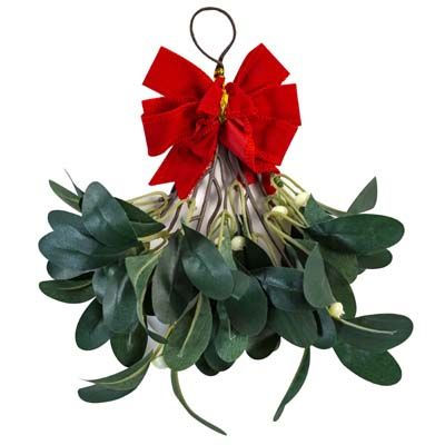 24 pieces of Mistletoe Hanging Decor 9in W/red Bow & Berries Xmas ht