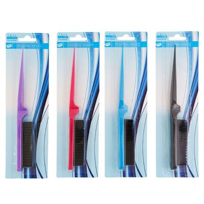 36 pieces of Teasing Brush 4ast Colors 8.6in Hba Beauty Blistercard
