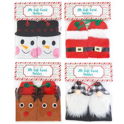36 pieces of Gift Card Holder Felt 2pk Nvtly Xmas 4ast 3x5in Mdsgstrip