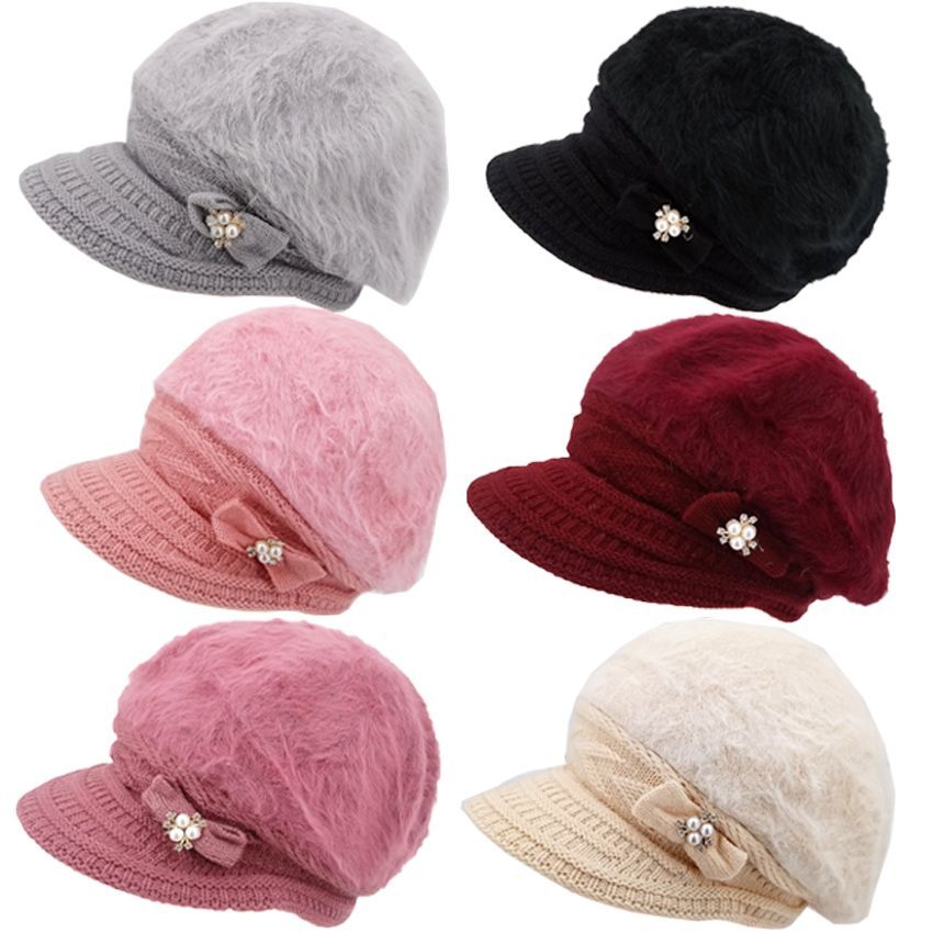 12 Pieces of Women Beanie Bow With Visor Winter Hats