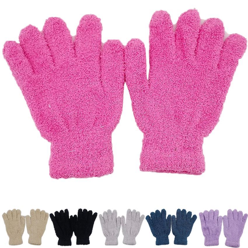 12 Pieces of Assorted Solid Colors Fuzzy Winter Gloves