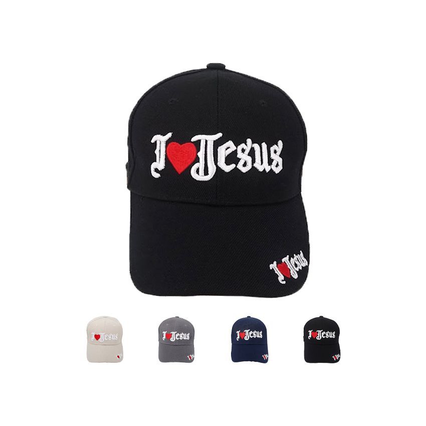 12 Pieces of I Love Jesus Embroidered Baseball Cap Assorted Colors