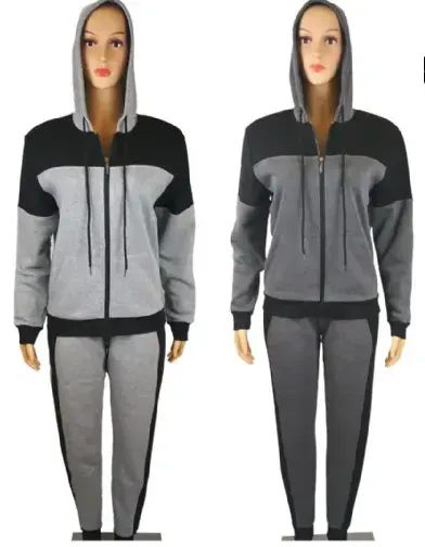 36 Pieces of Dual Color Minimalist Design Womens Fleece Lined Zip Up Hoodie And Jogger Set