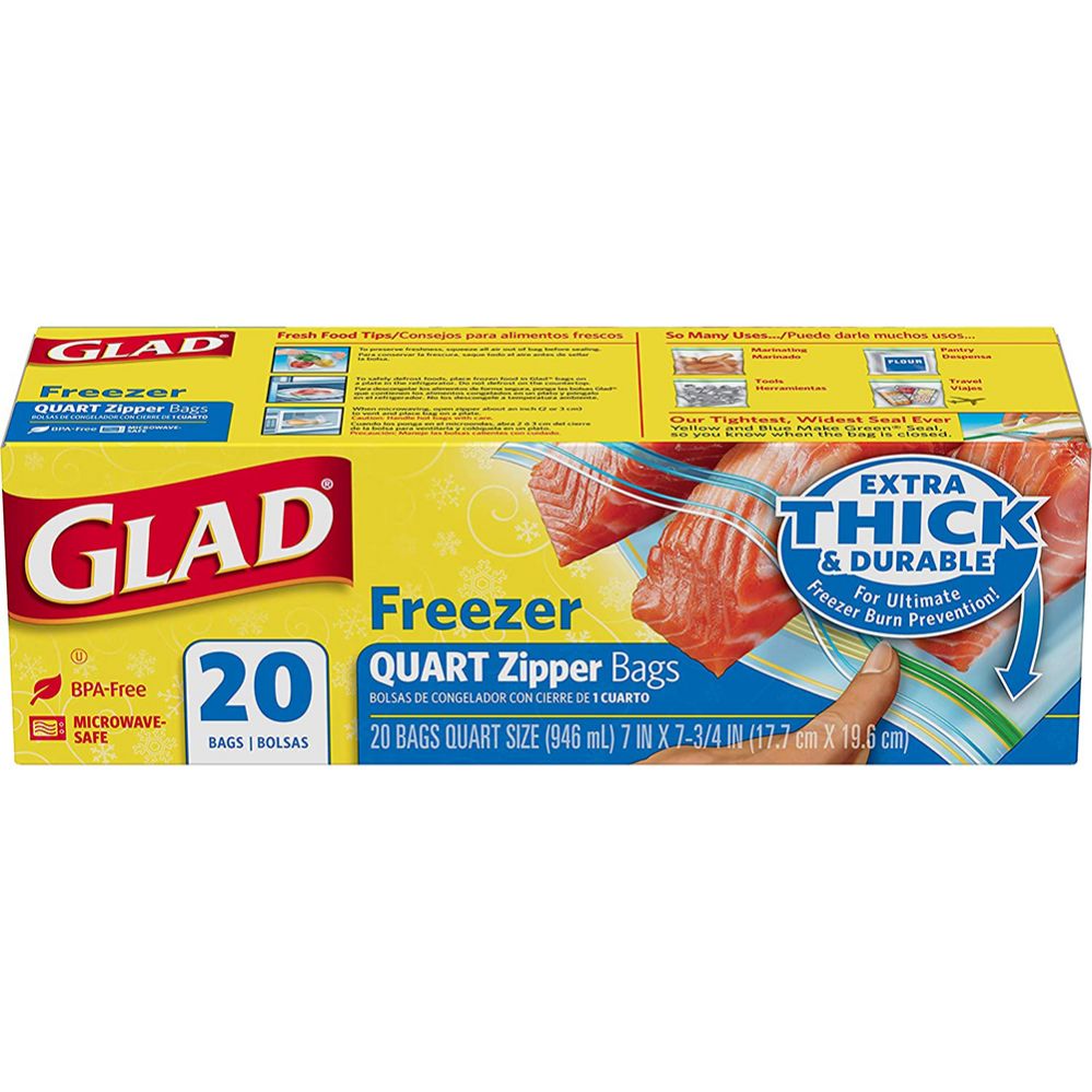 12 pieces of Glad Freezer Zipper Bag 1qt 20