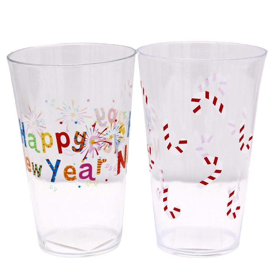 48 pieces of Party Solution Plastic Cup 16 Oz Christmas / New Year Designs