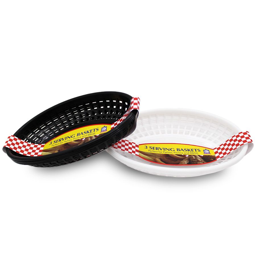 48 pieces of Party Solution Serving Baskets 9 X 5.5 In 3 Pk Black / White