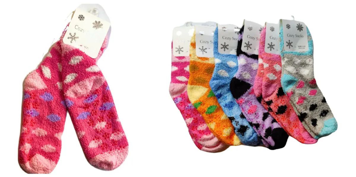 300 Pieces of Fuzzy Non Slip Polkadot Design Long Socks