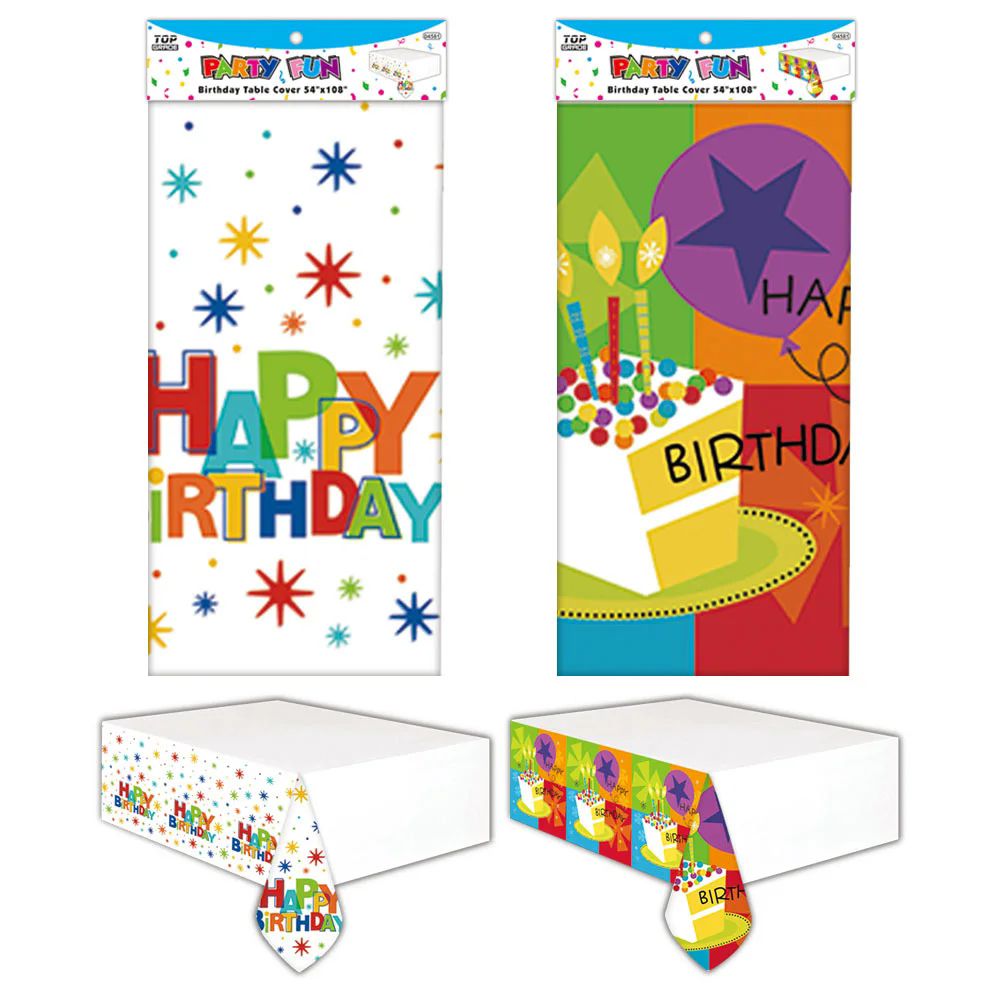 72 Wholesale B'day Table Cover 54x108"