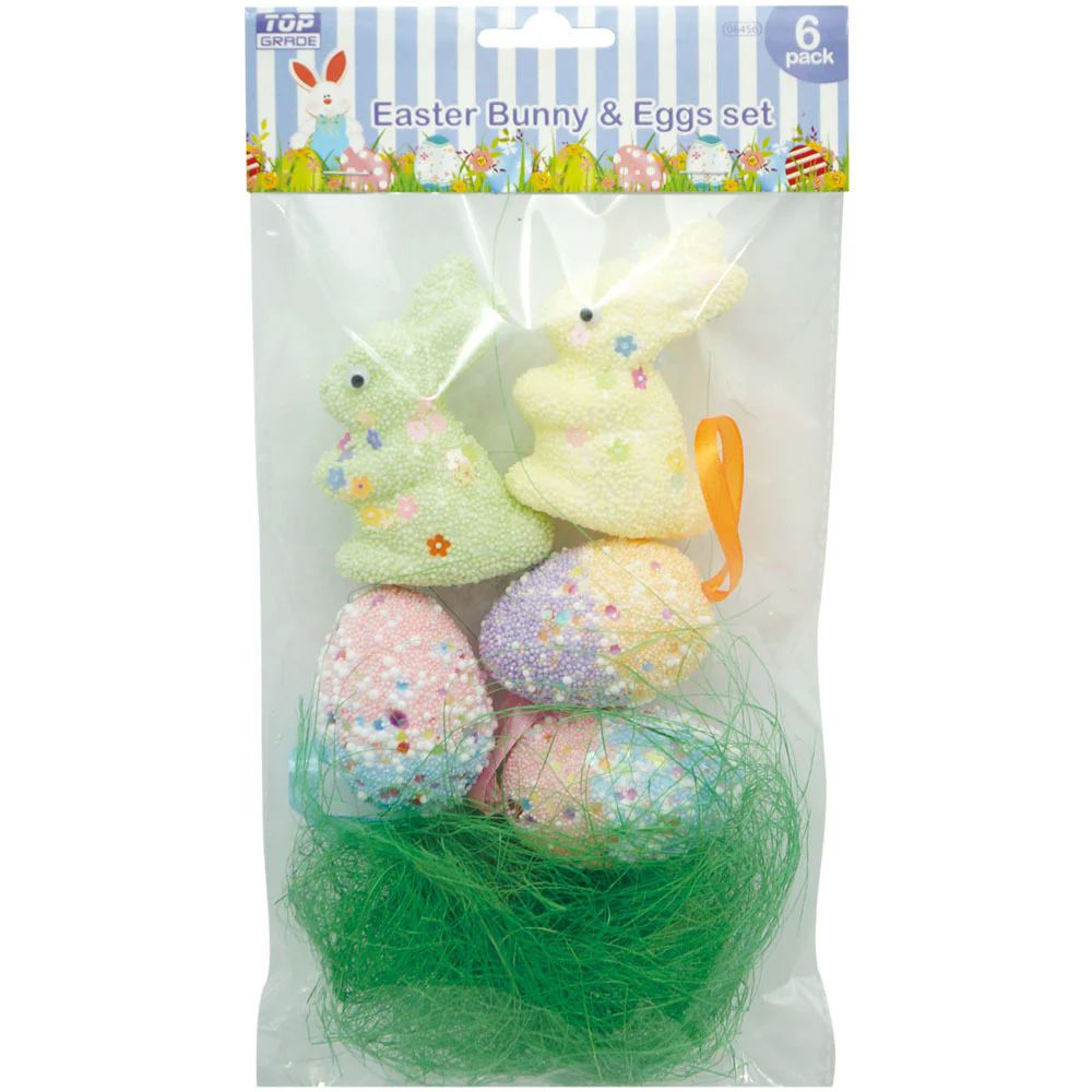 48 Wholesale Foam Bunny & Egg Set