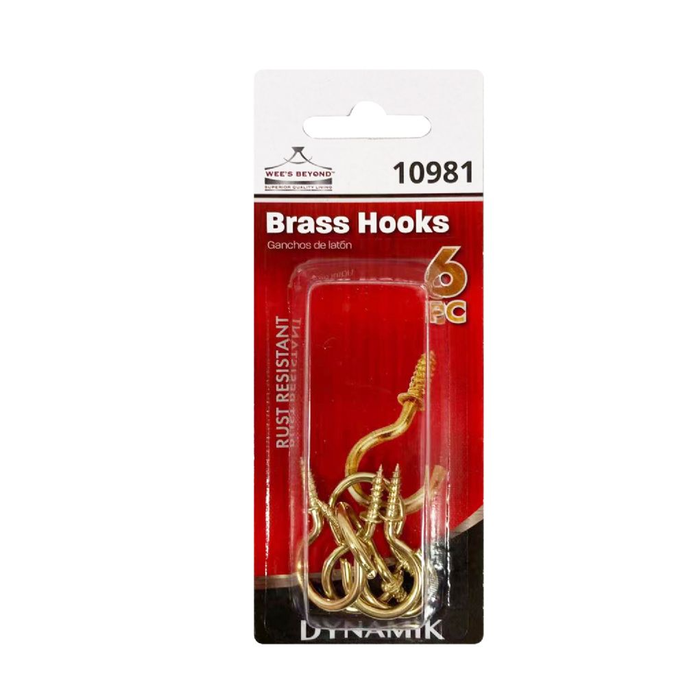 144 pieces of 6pc 1" Brass Cup Hooks