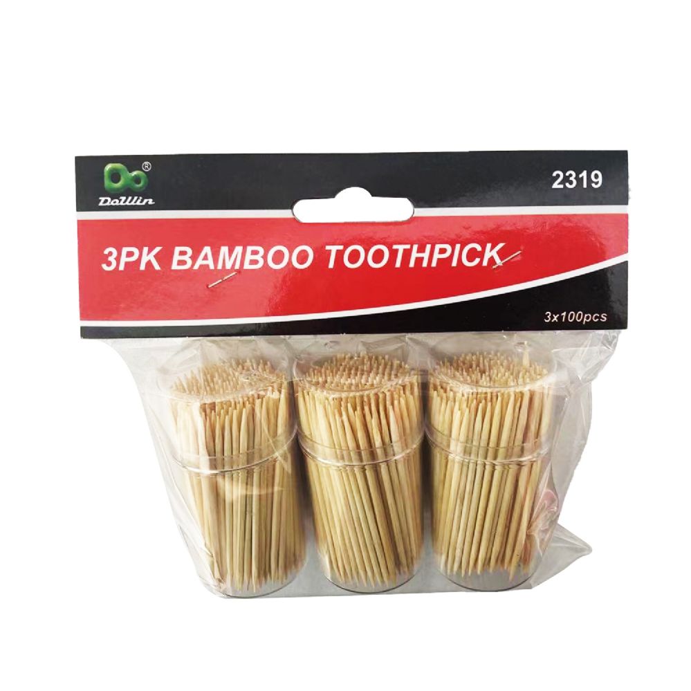 48 pieces of 3pk Bamboo Toothpick Dispensers W/300 Picks