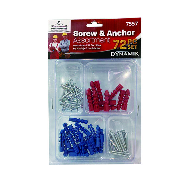 36 Wholesale 72pc Screw Anchor Assortment at