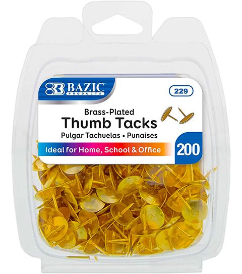 144 Pieces Bazic Brass Gold Thumb Tack - Office Accessories