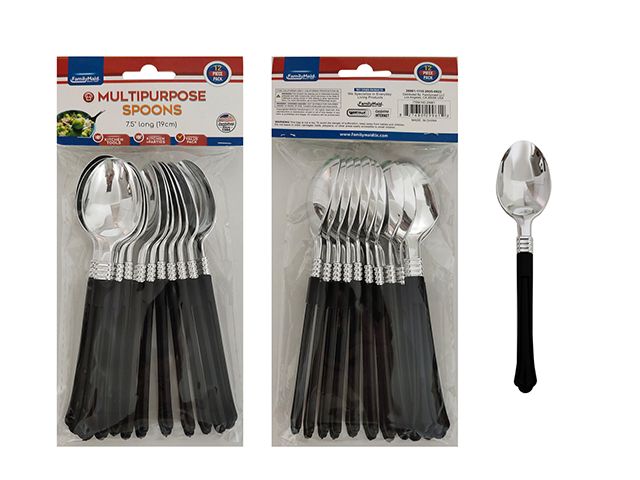 144 Bulk 12pc Spoons Silver Plated Black Handles