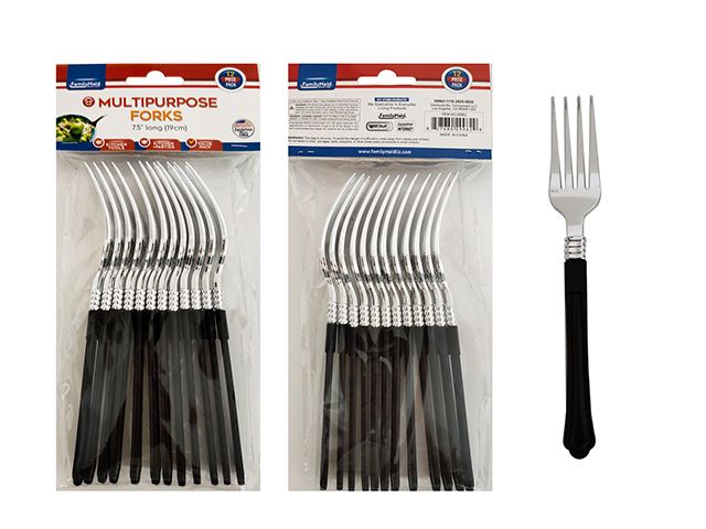144 Bulk 12pc Forks Silver Plated Black Handles