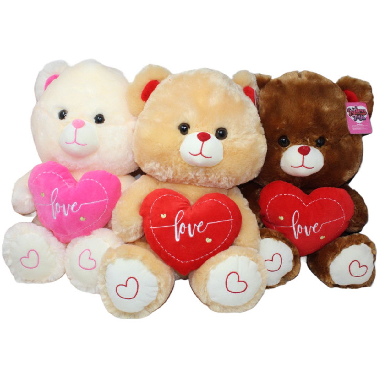 24 Pieces 16" Bear With Heart 3-Asst - Valentines