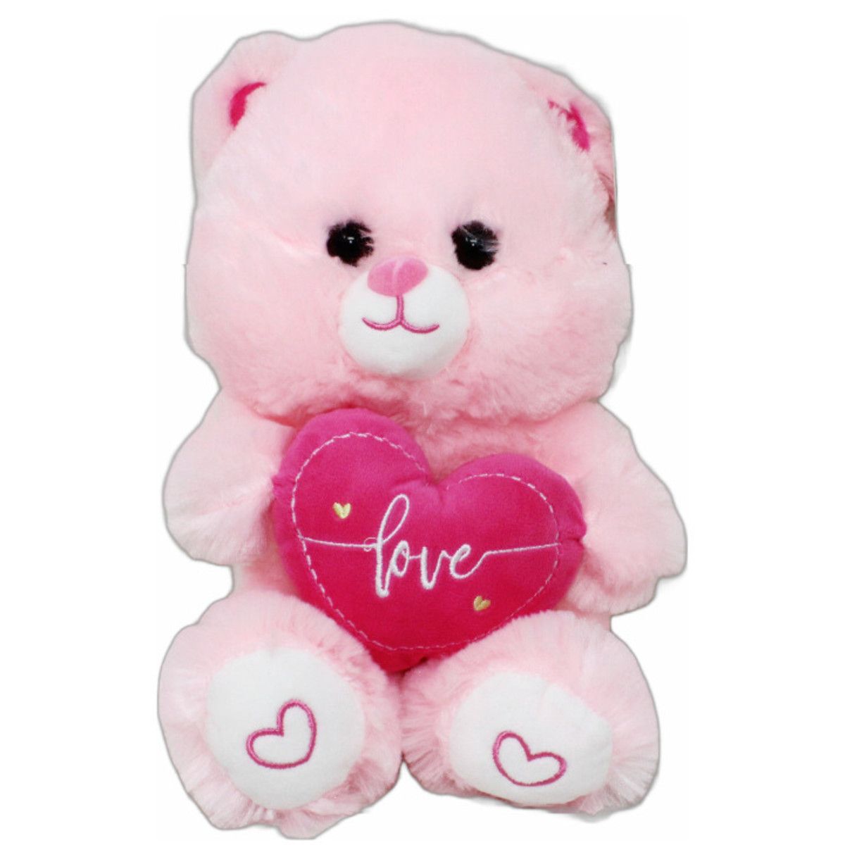 72 Pieces 9" Pink Plush Bear With Heart - Valentines